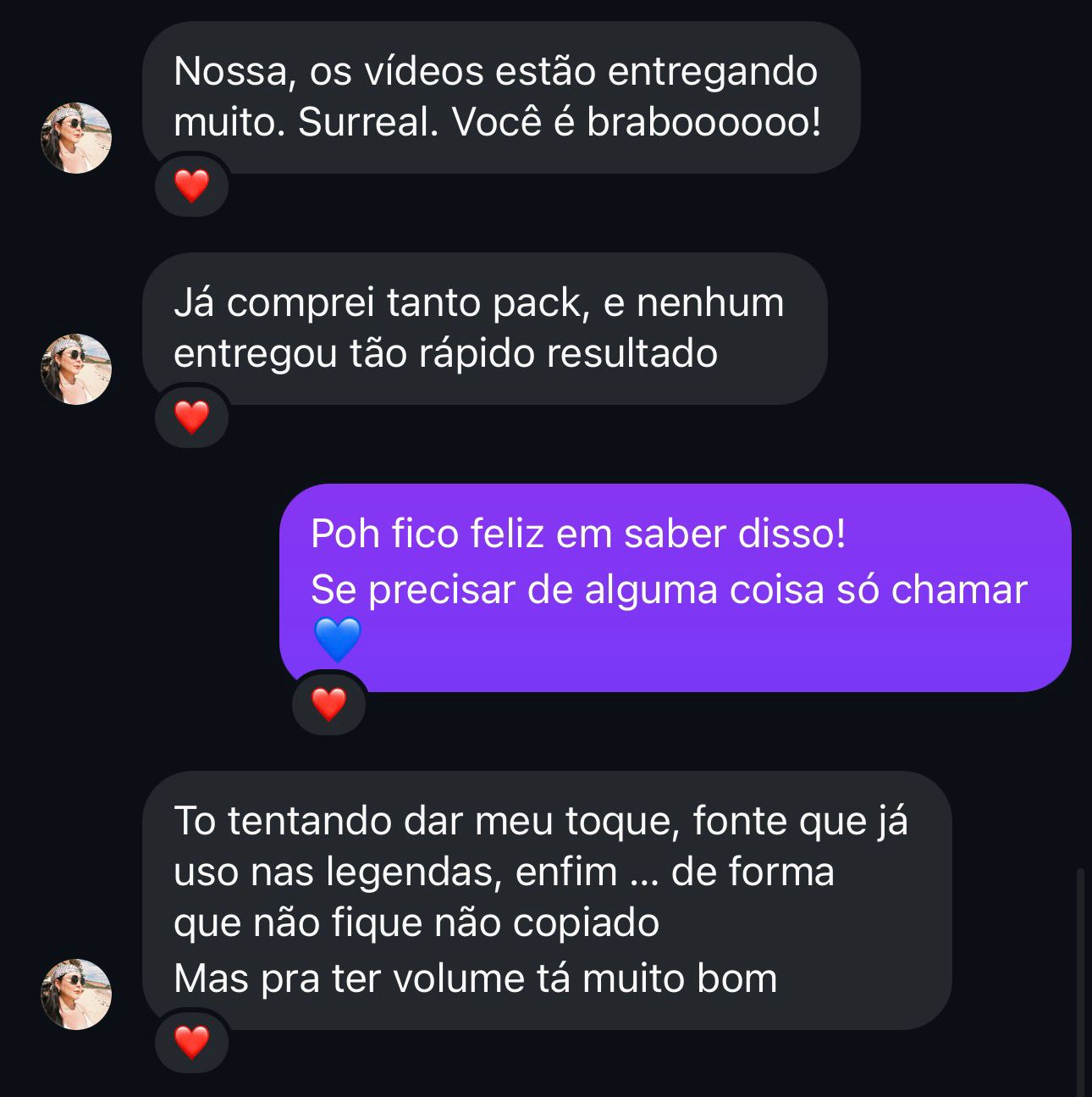 Depoimento sobre resultado dos vídeos